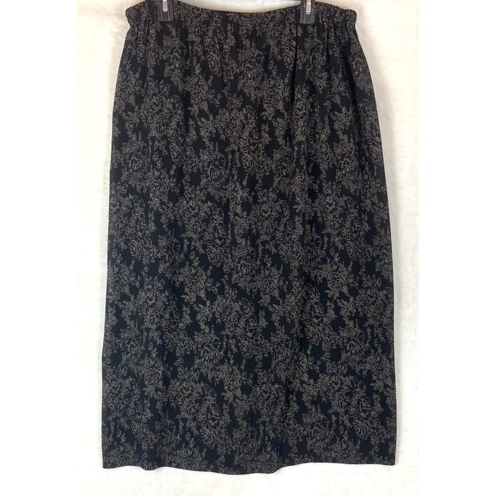 Metropolitan Black Pull On Long Skirt Large Ribbed Sheer 90's Whimsygoth Grunge